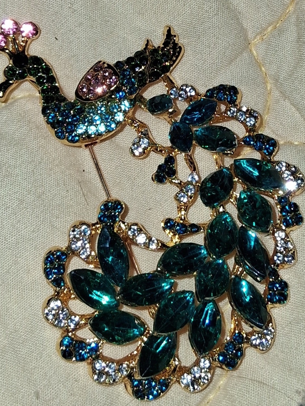 Adorable Handmade Emerald Blue Crystal Peacock Brooch or Pendant - Women Jewelry